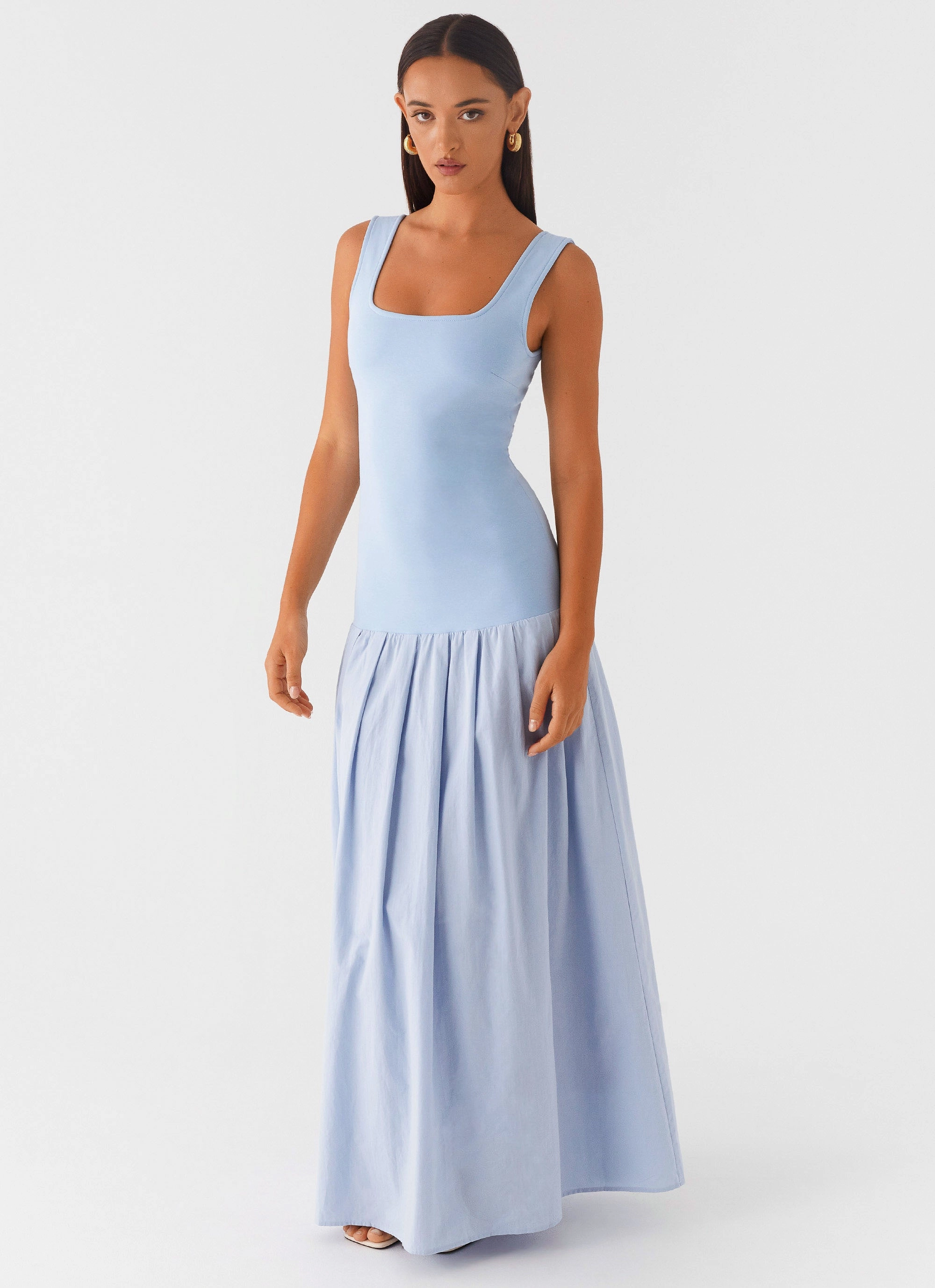 Glossy Detail Jaxon Maxi Dress - Blue