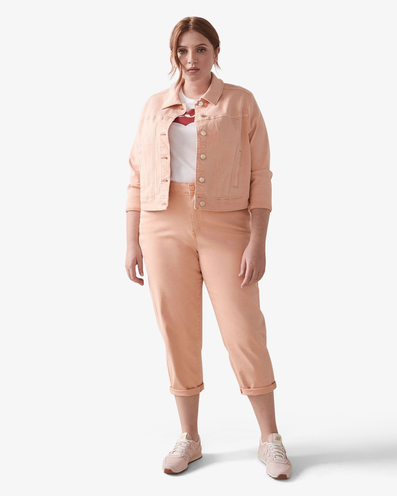 Jessie Cropped Jeans | Peach Relaxed Fit Waist Sustainable Dye Methods