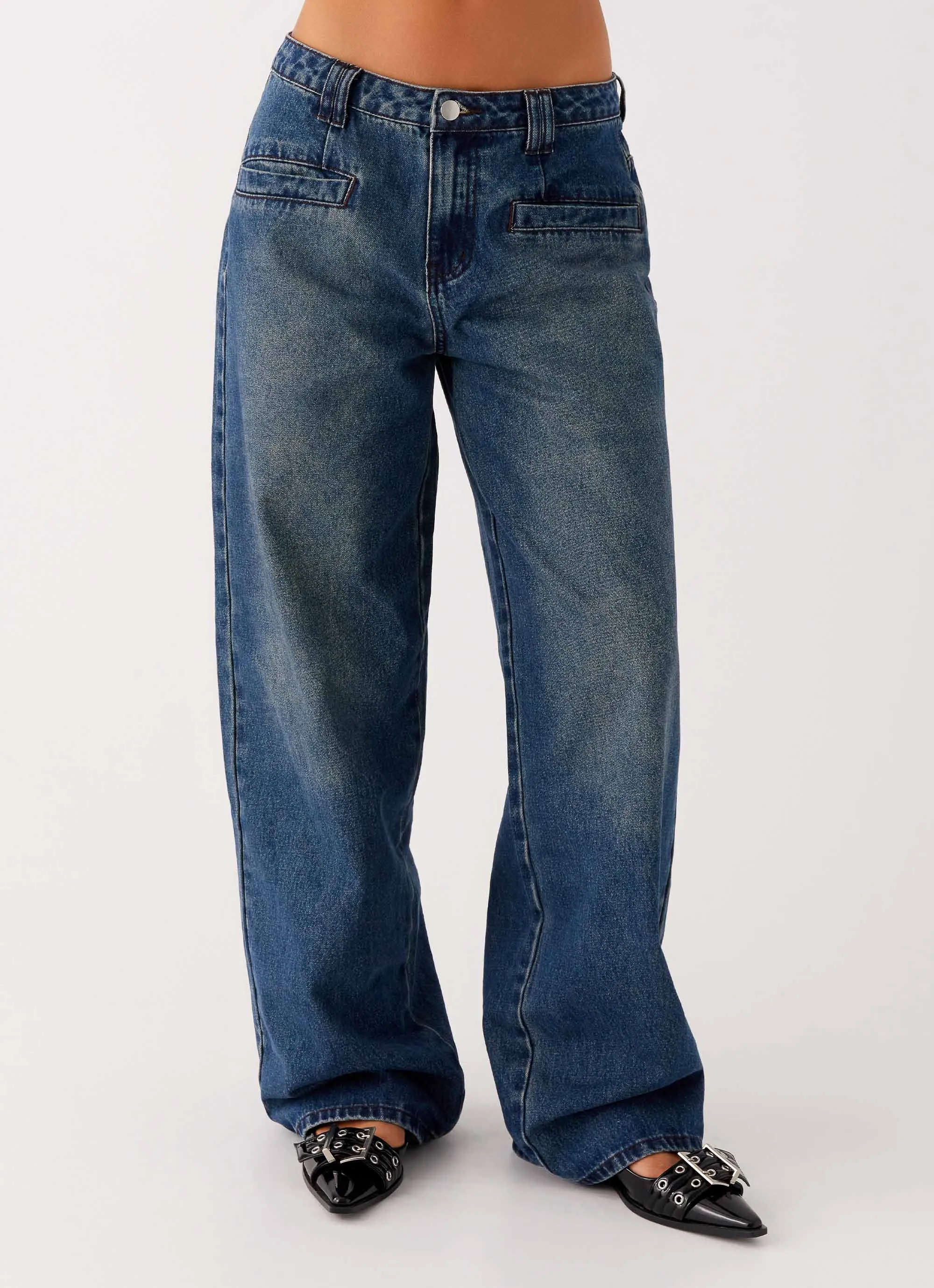 Casual Morning Stroll Layer Friendly Piece Joan Denim Jeans - Indigo