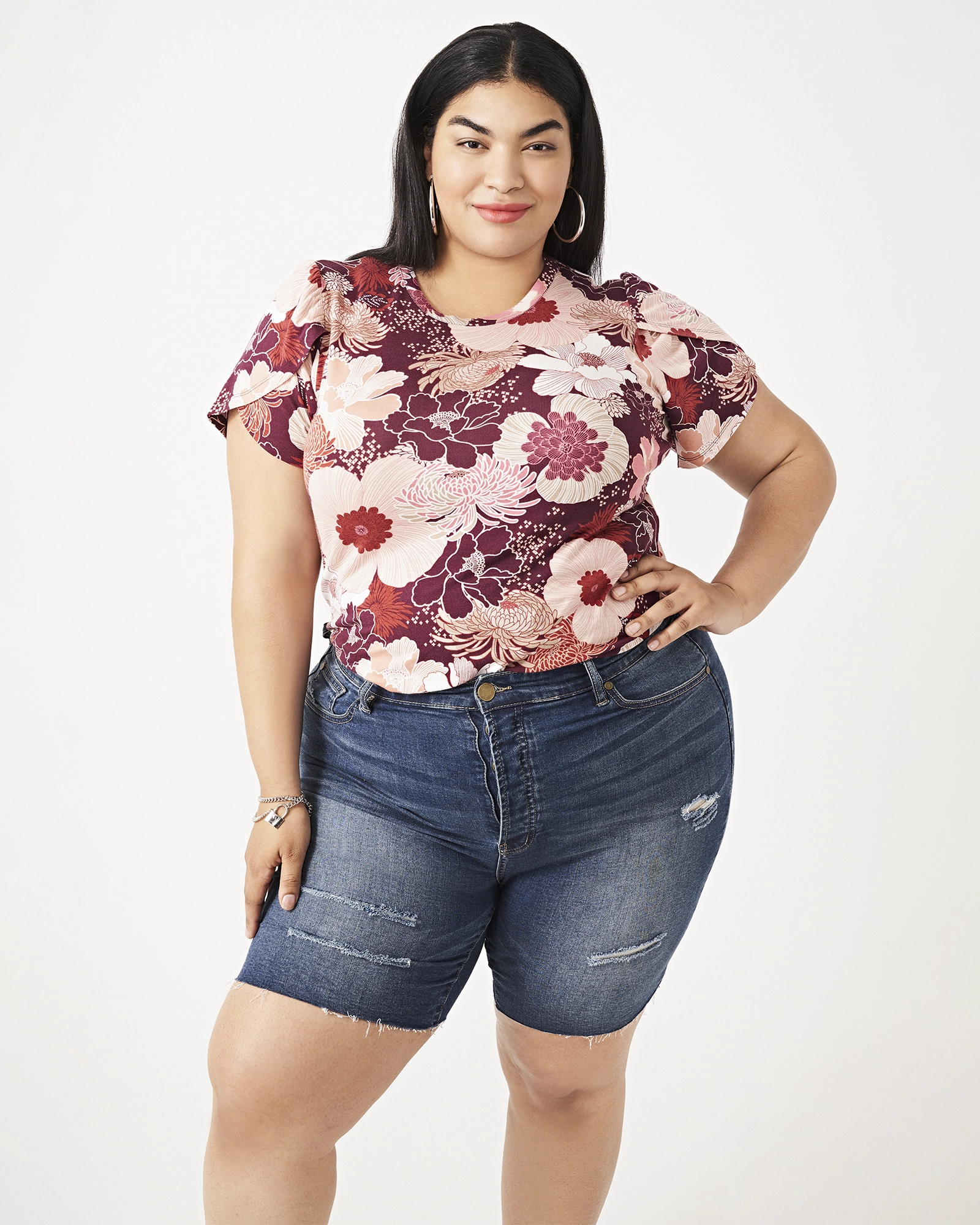 Joan Frayed-Hem Denim Bermuda Shorts | Dark Wash Versatile Comfort