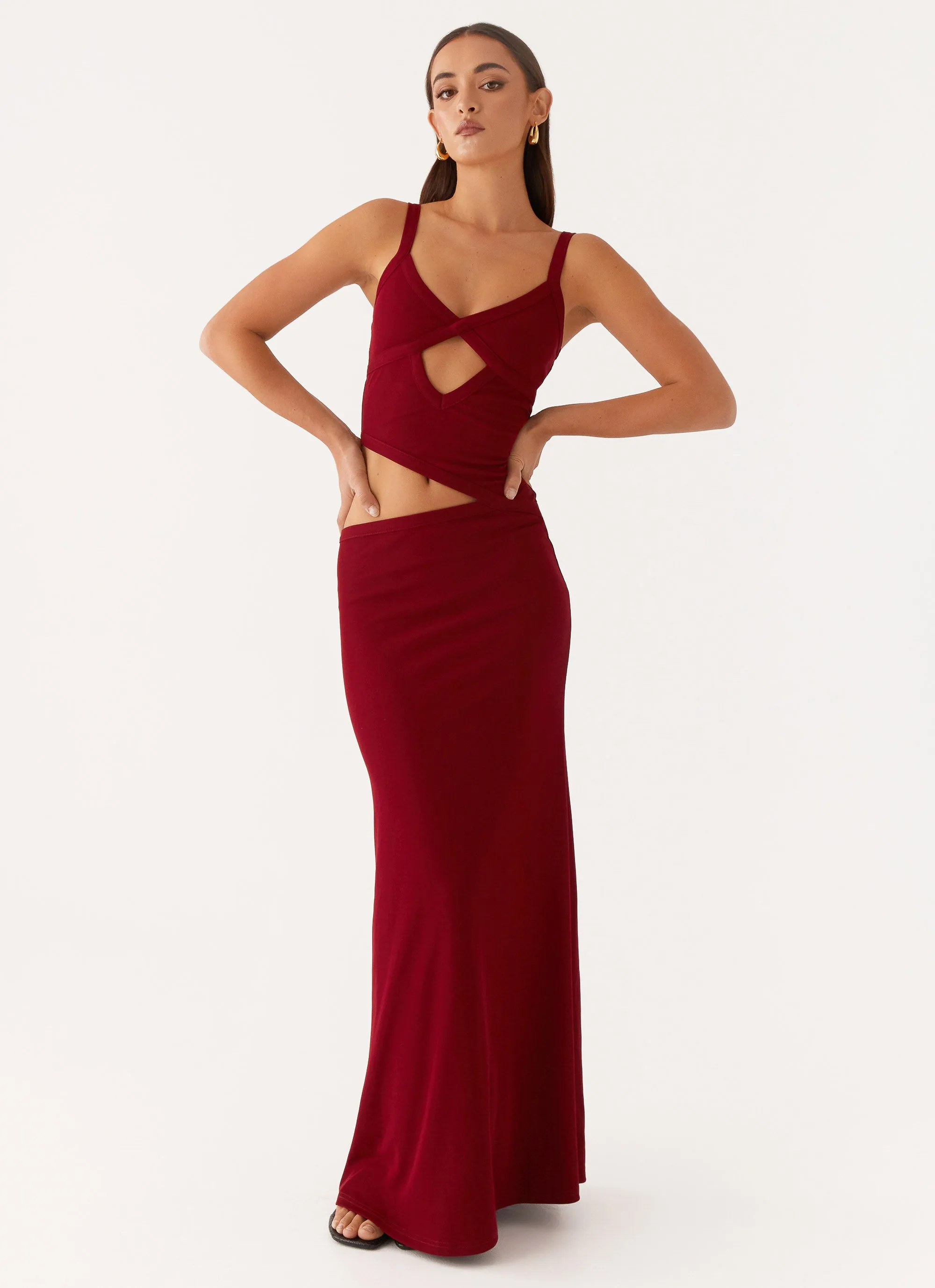 Jocelyn Maxi Dress - Maroon Bloom Soft Breezy Comfort