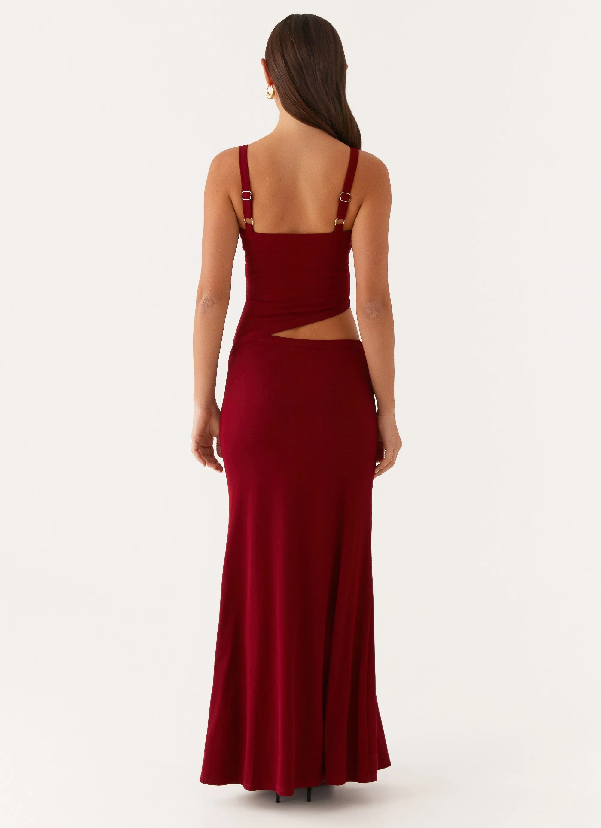 Jocelyn Maxi Dress - Maroon foldable Cool Draping
