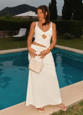 Soft Pleats Jocelyn Maxi Dress - White