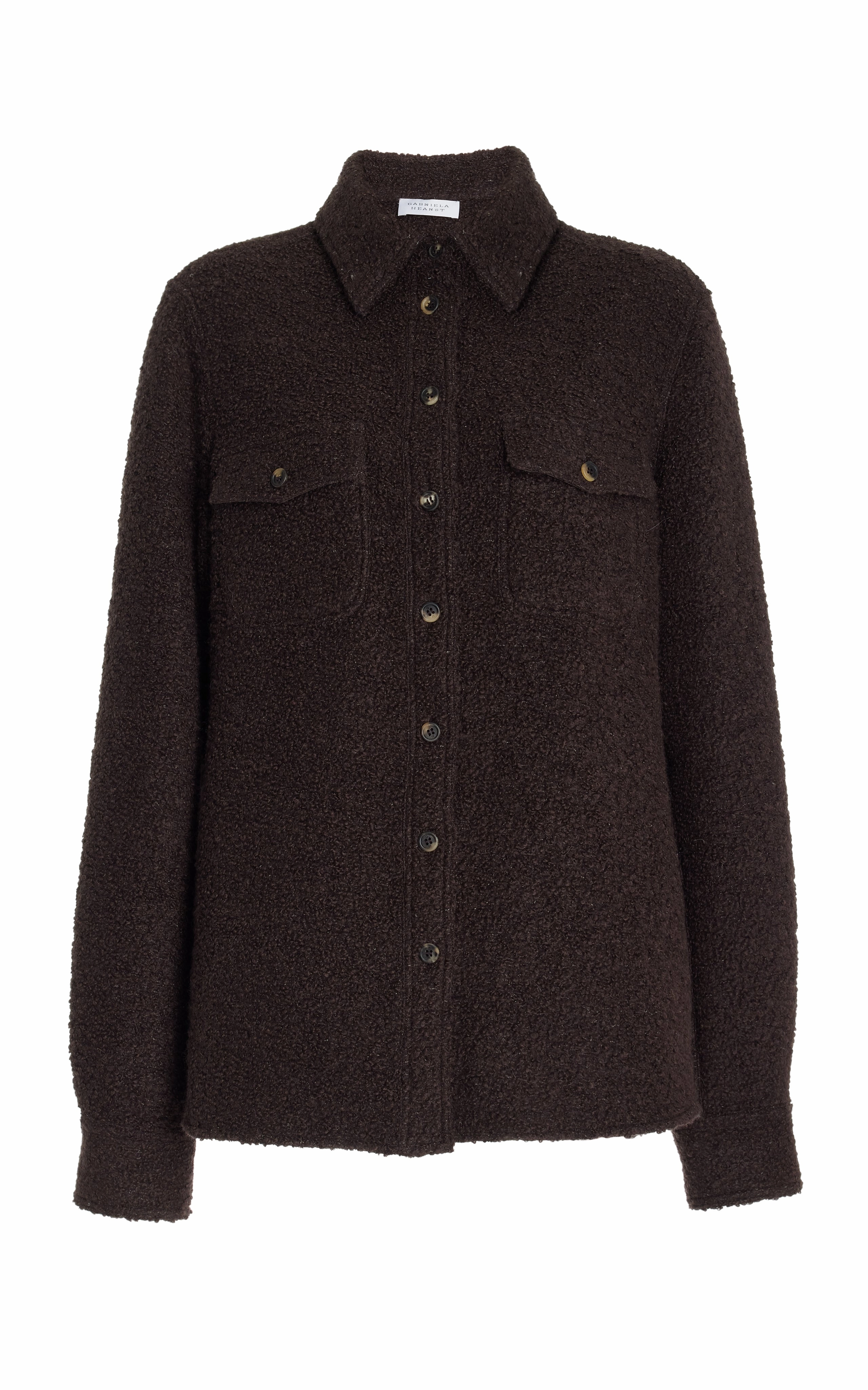 John Austin Shirt in Chocolate Recycled Cashmere Boucle Easy Care Machine Washable anti slip grip