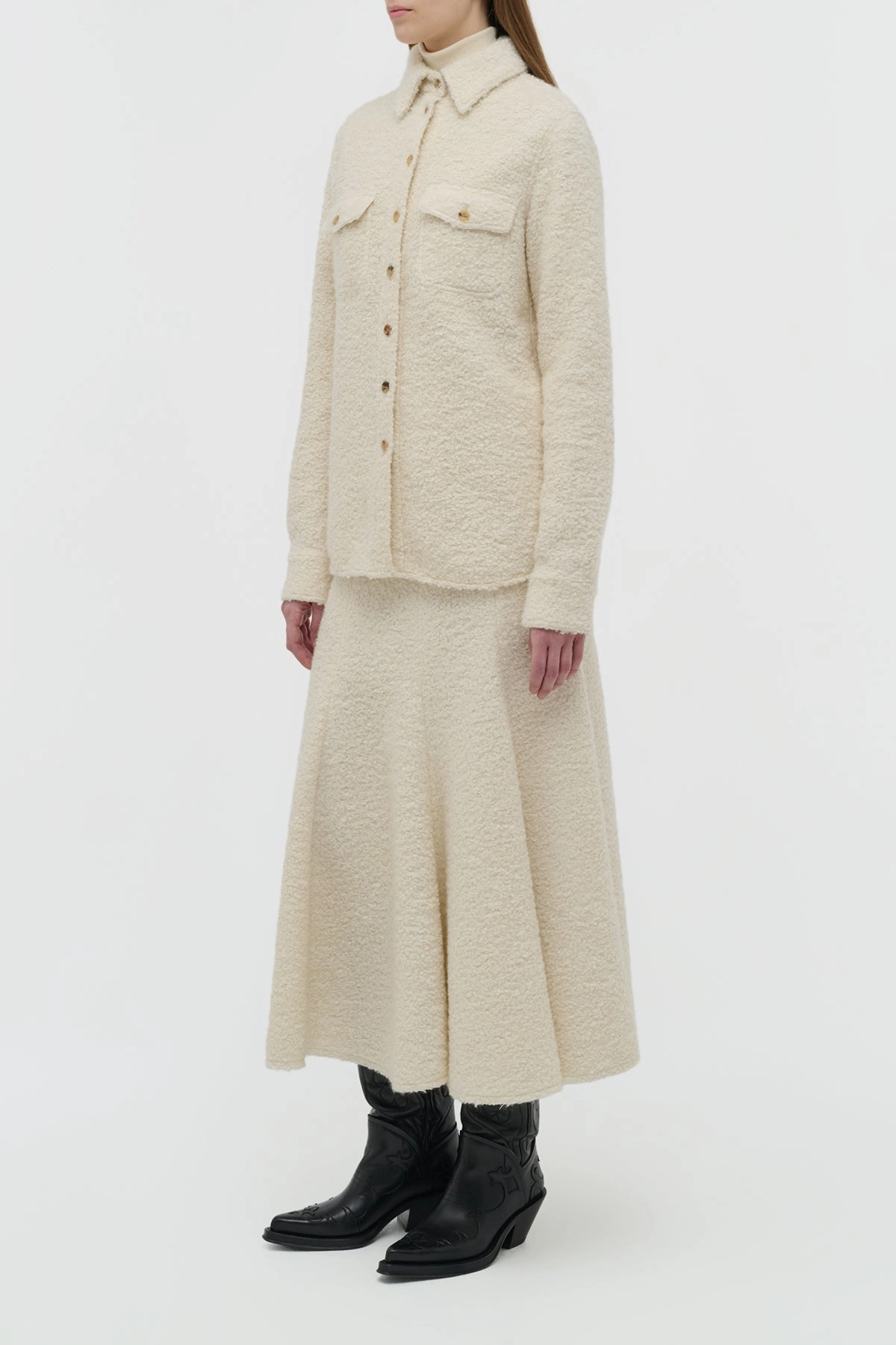 John Austin Shirt in Ivory Recycled Cashmere Boucle Top Guard