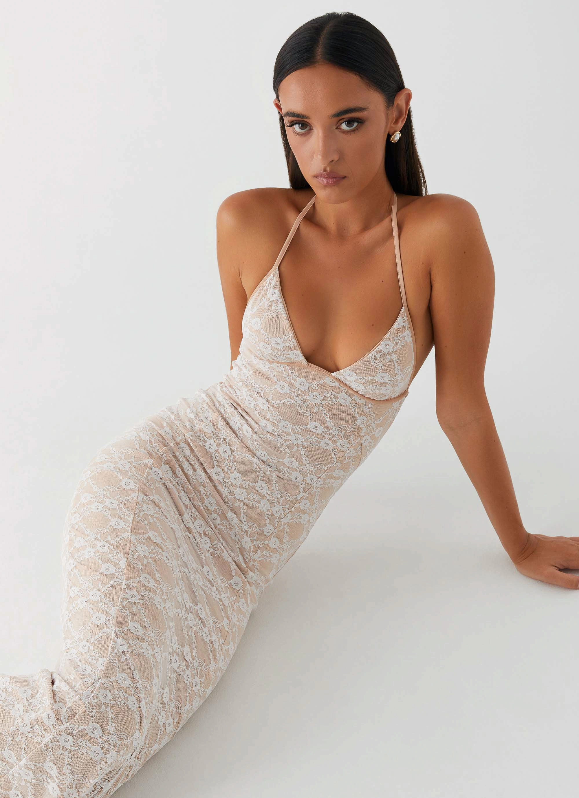 Jolina Lace Maxi Dress - White Elegant Mature