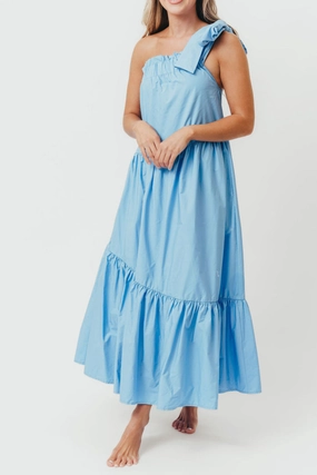 Versatile Design Jordan One-Shoulder Maxi Dress in Carolina Blue - Bump Friendly *Final-Sale*