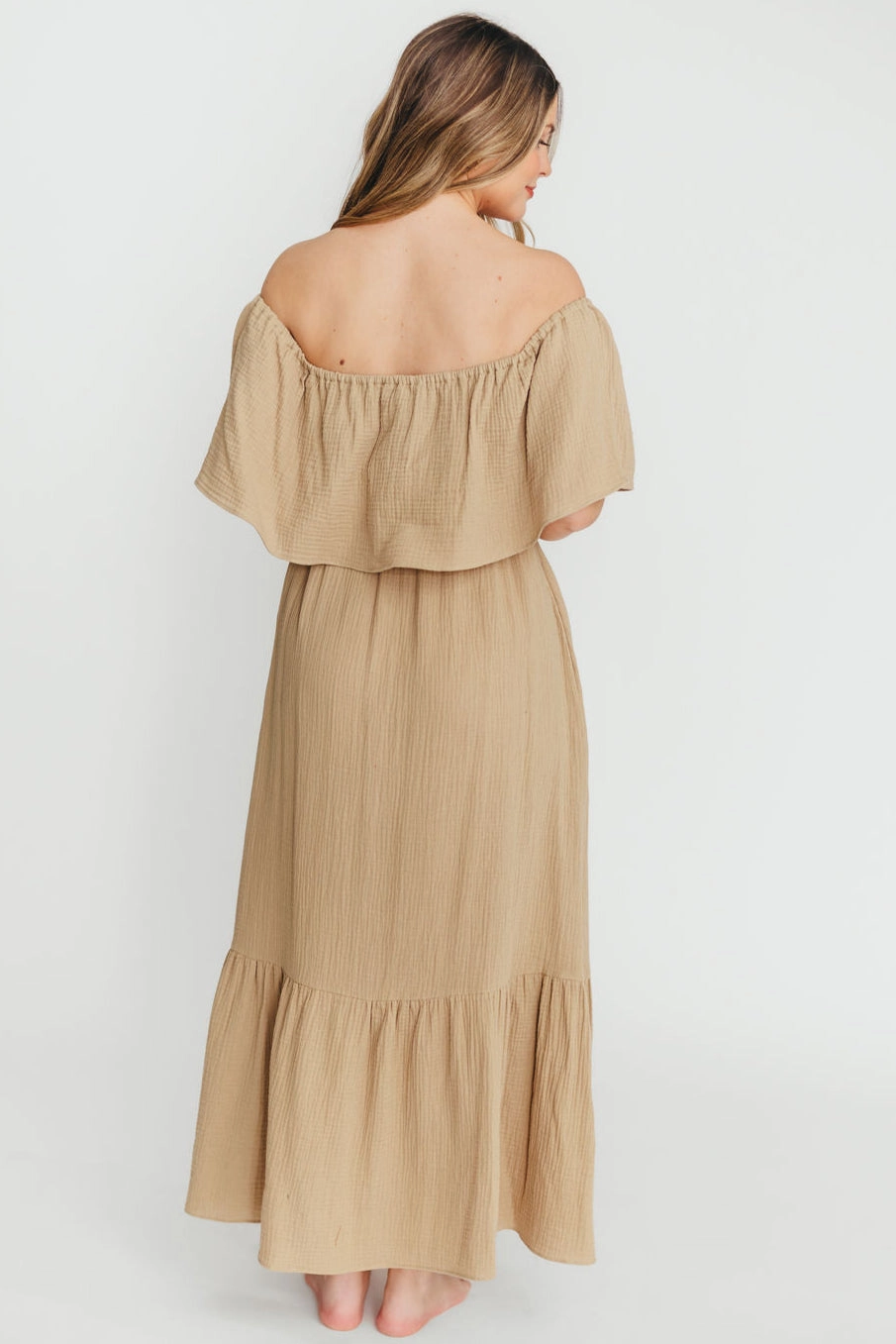 Josie 100% Cotton Maxi Dress in Khaki Essential Style Winter Proof