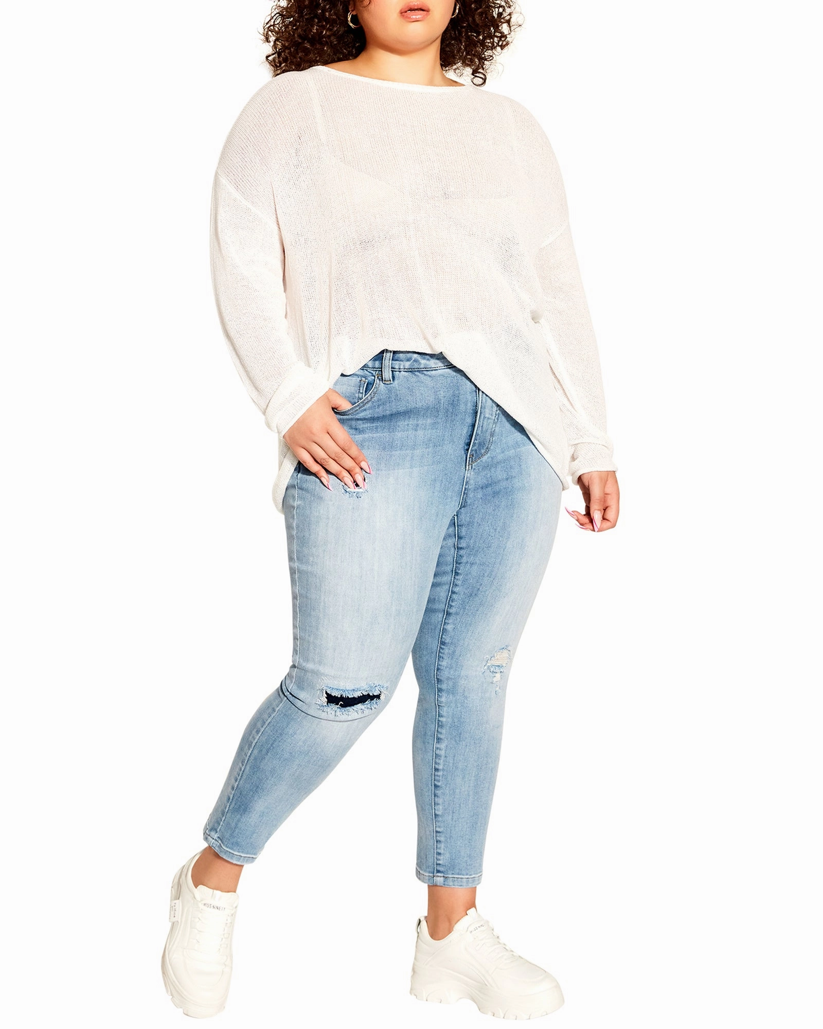 Riveted Stress Points Kailani Cropped Deconstructed Skinny Jean | Light Wash