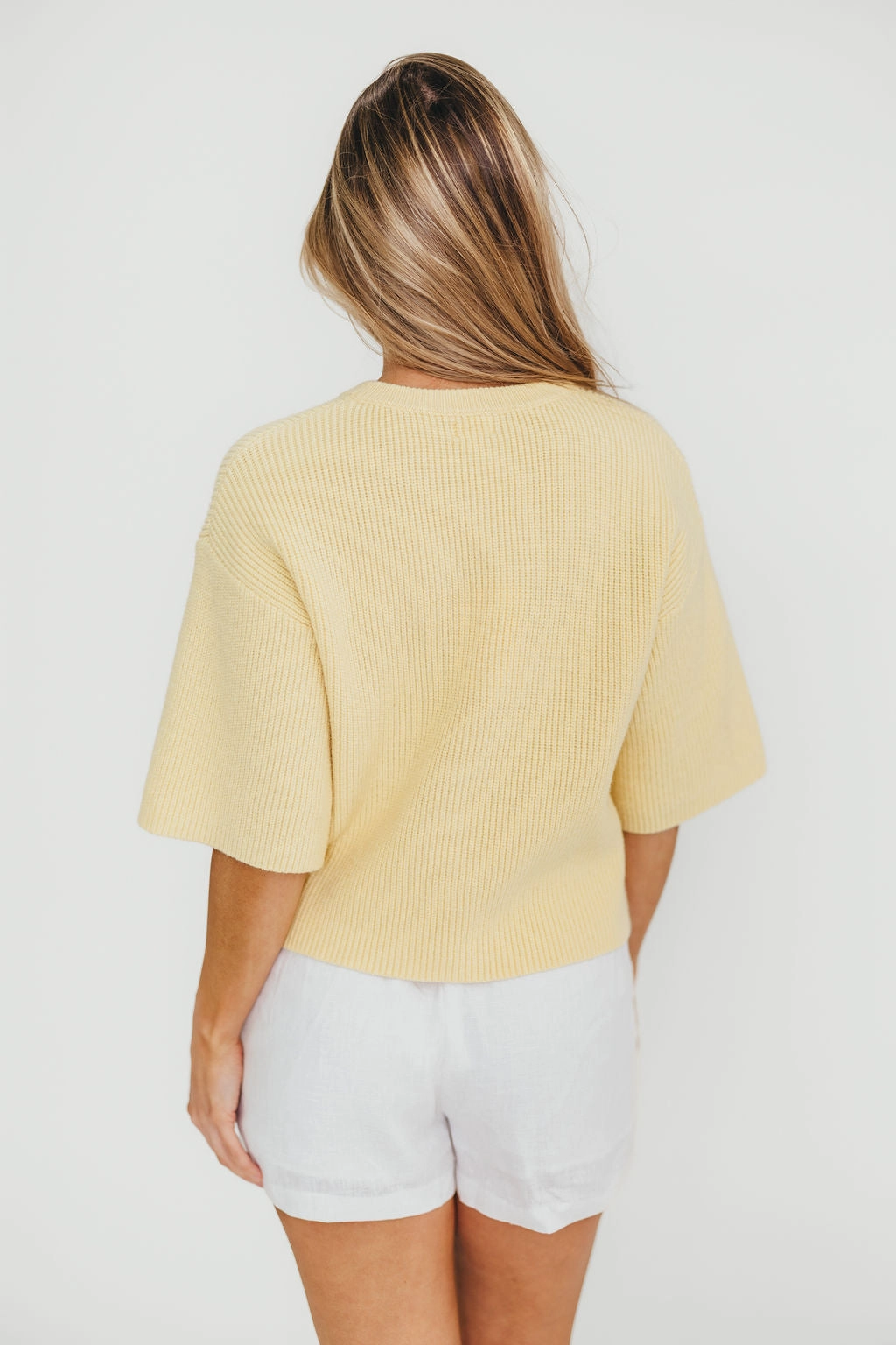Sustainable Sourcing Certified Karen Short Sleeve Cardigan in Yellow