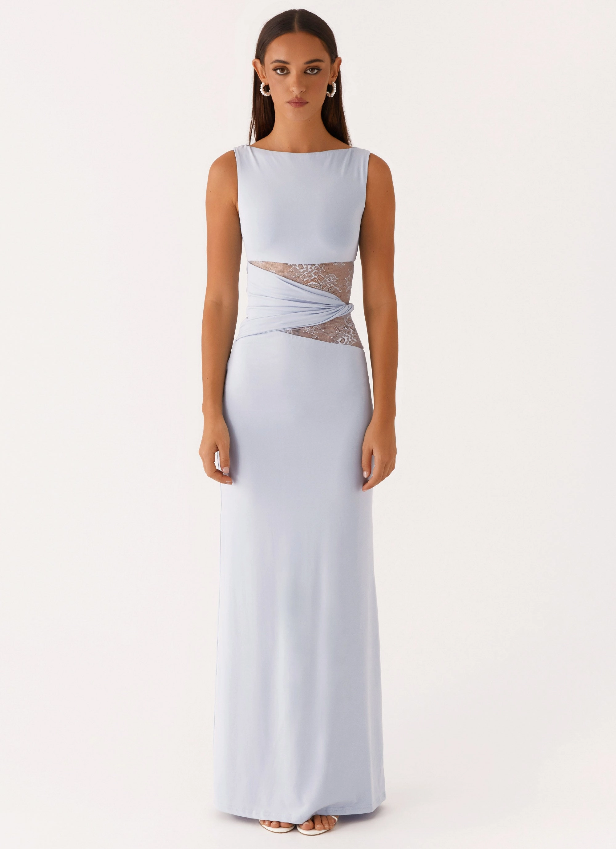 Karma Maxi Dress - Blue Flowy Cut Cocktail Ready