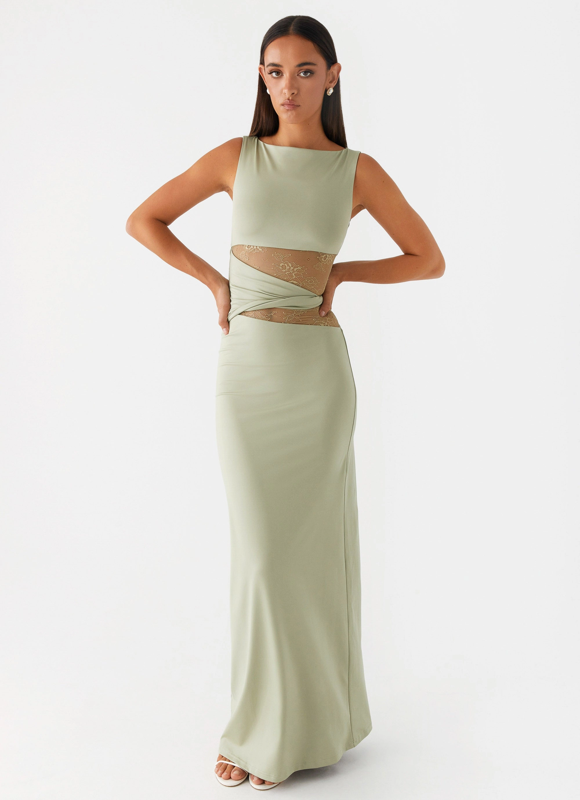 Flowing Texture Essential Style Karma Maxi Dress - Sage