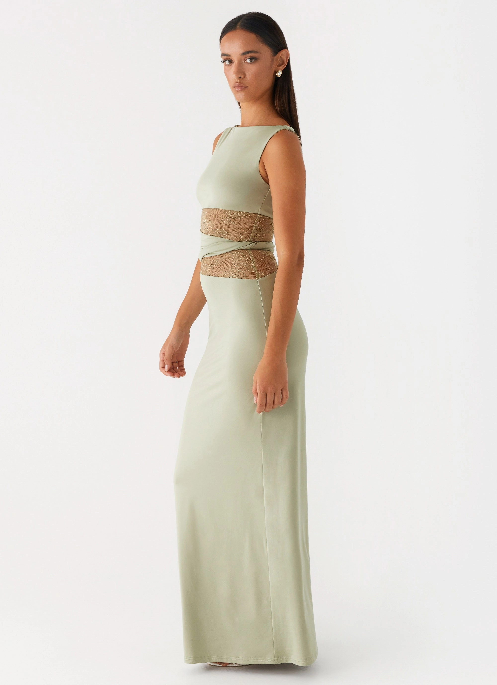 Karma Maxi Dress - Sage Stylish Waistband Fit Sophisticated Wear