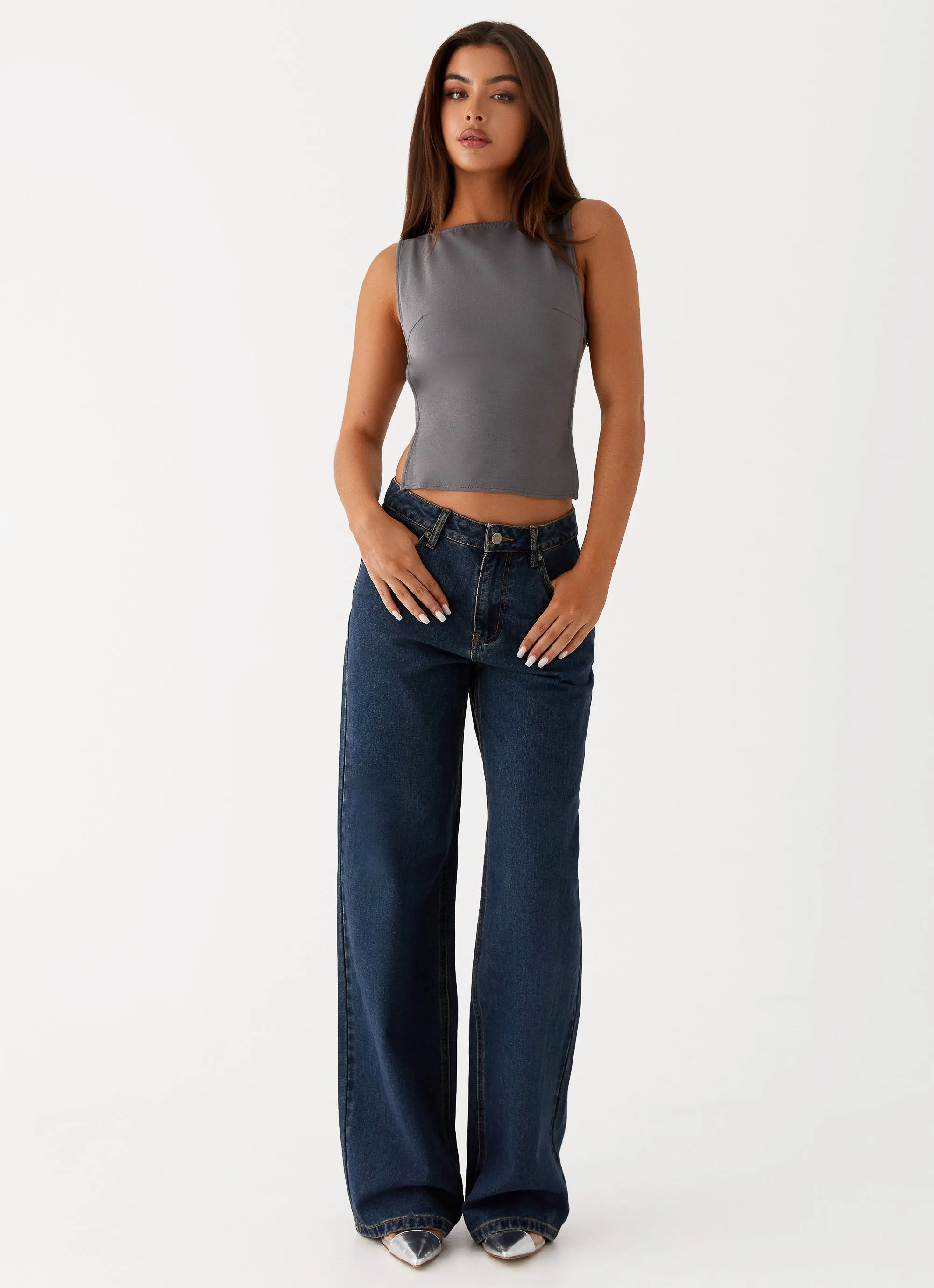 Keanna Low Rise Denim Jeans - Washed Denim Casual Friday Elegant Casual