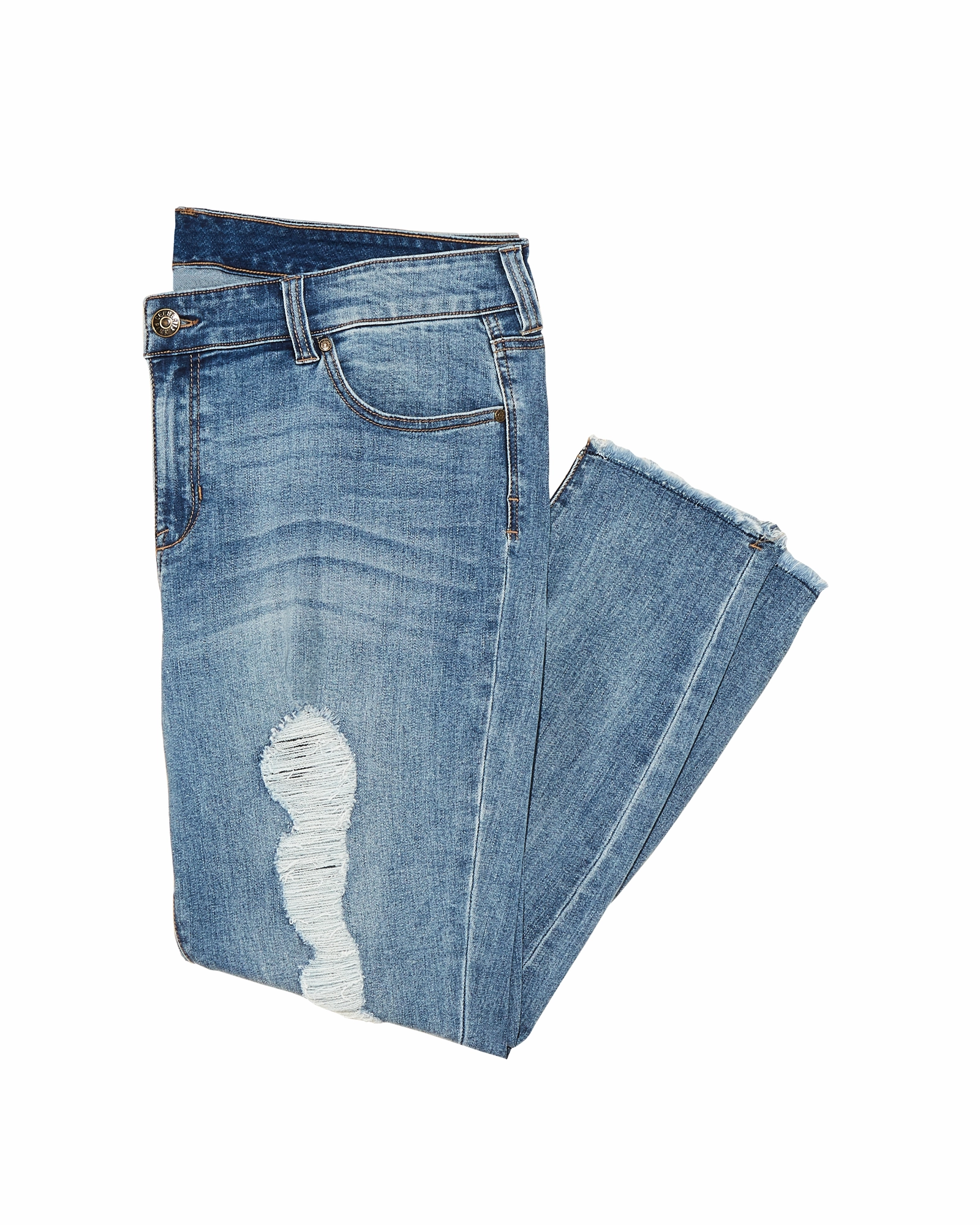 Kelly Destructed Skinny | Medium Wash Minimal Edge