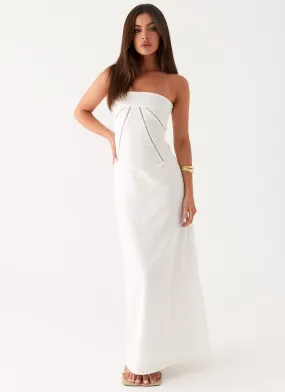Cerisa Linen Maxi Dress - White Beachwear Trend Movement