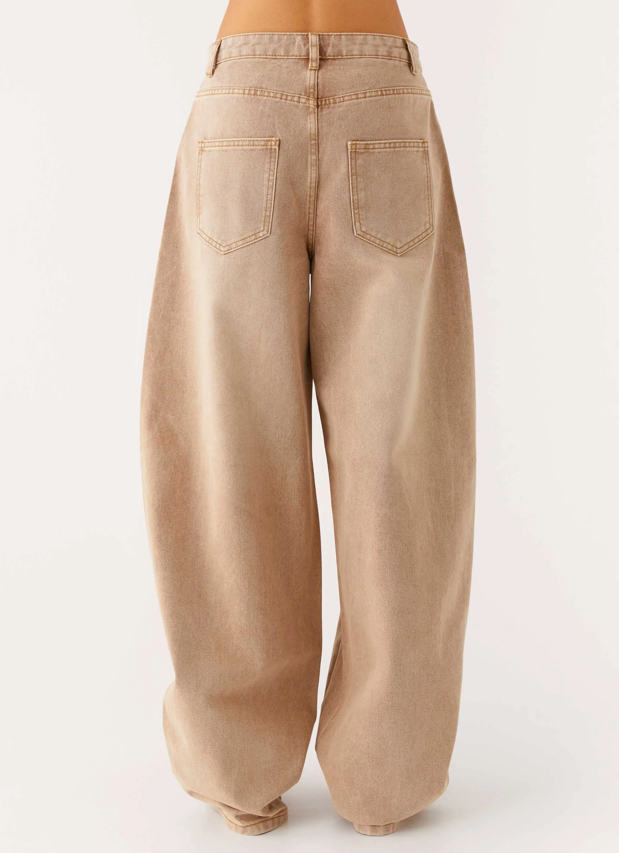 Breathable Minimalist Spring Mood Bold Khalil Baggy Jeans - Tan