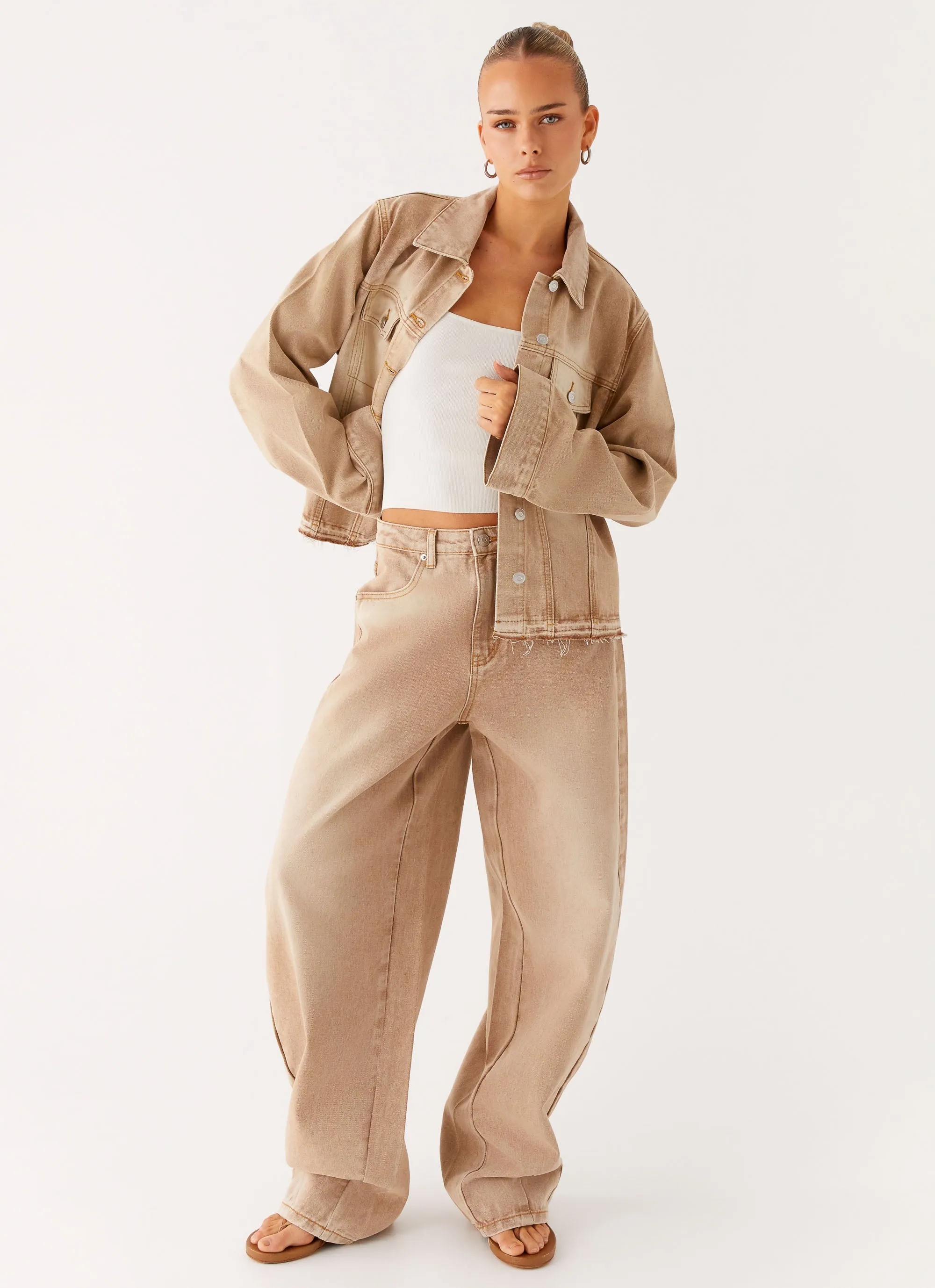 Khalil Baggy Jeans - Tan Streetwear Fan Earthy High Quality