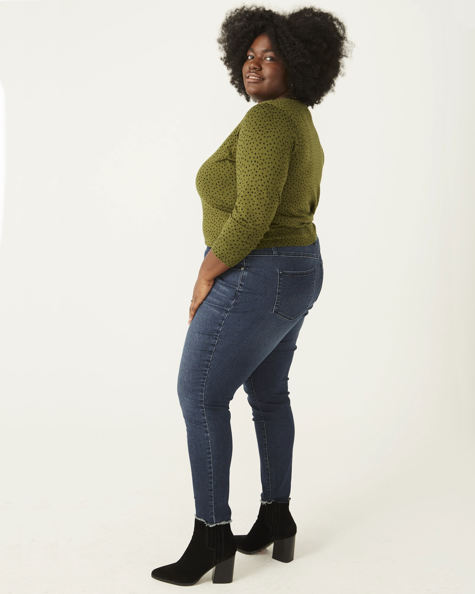 Customizable Fit Kimberly Fray Hem Skinny Jean | Dark Wash