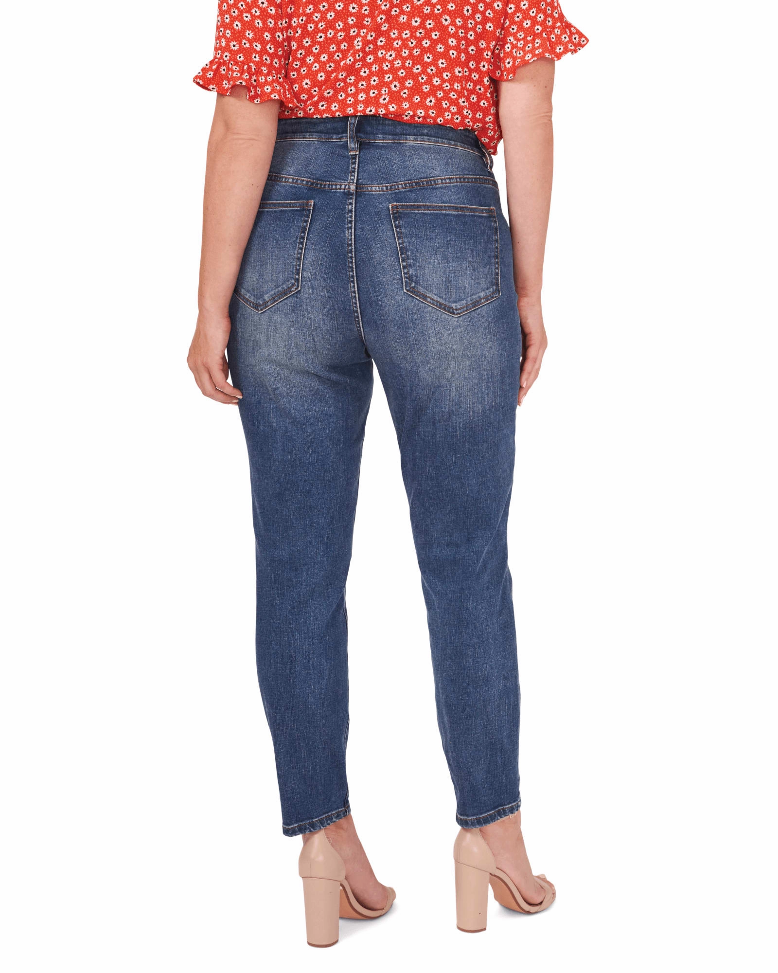 Date Night Sunny Vibes Kimberly Ruffled Straight-Leg Jeans | 464-TRUE BLUE