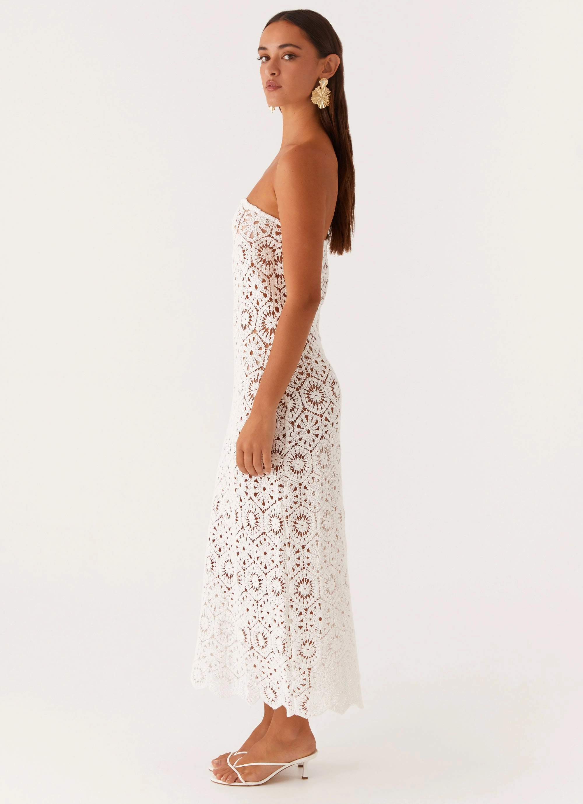 Kingsly Crochet Maxi Dress - White Functional Fit