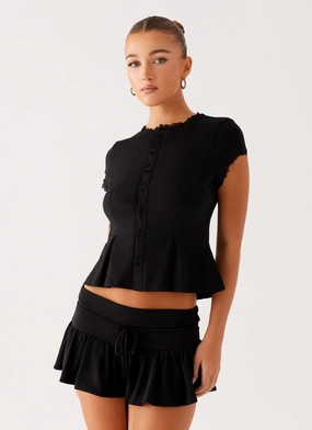 Yoga wear Landon Button Up Top - Black