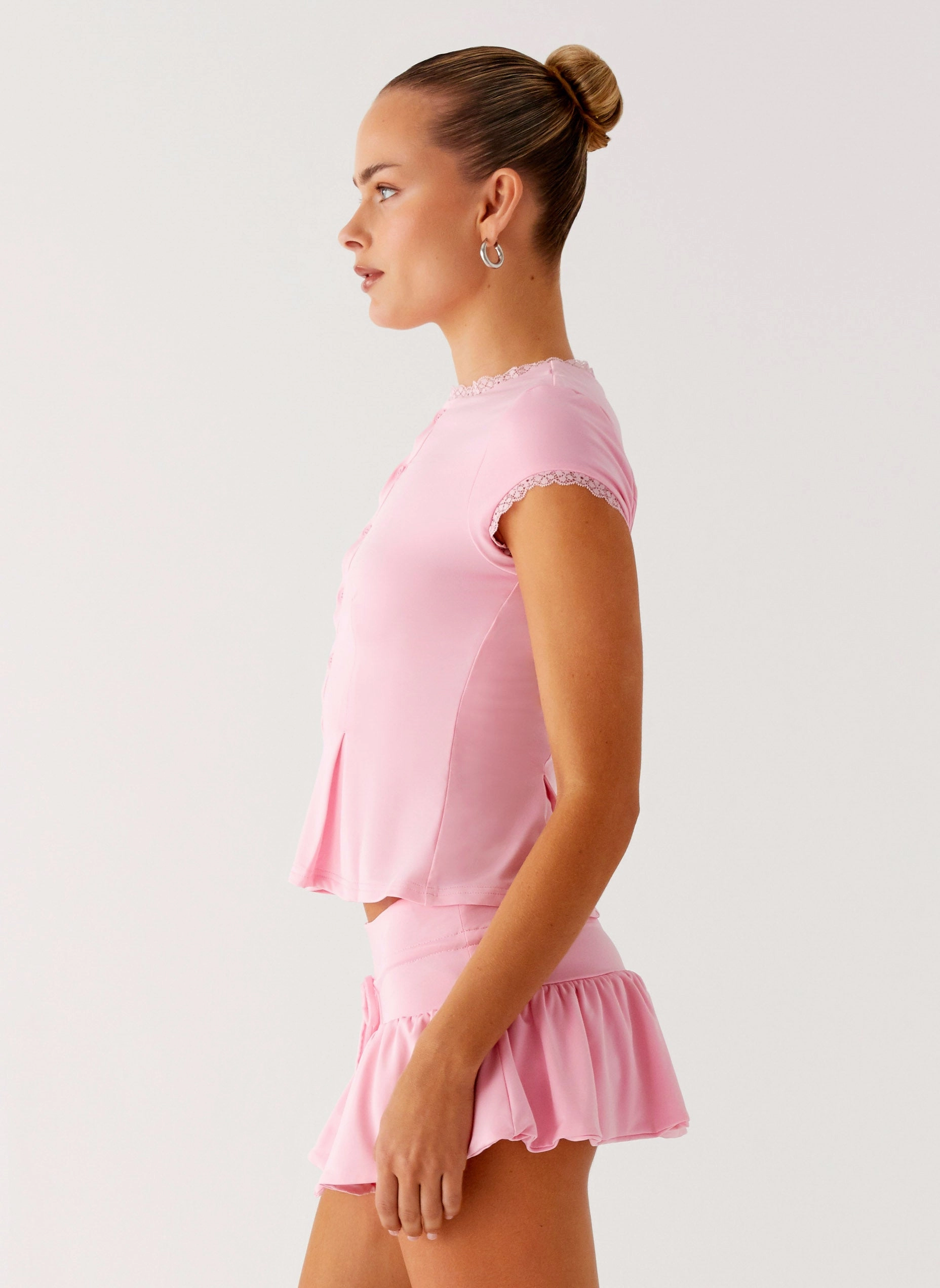 Landon Button Up Top - Pink safeguard Shallow