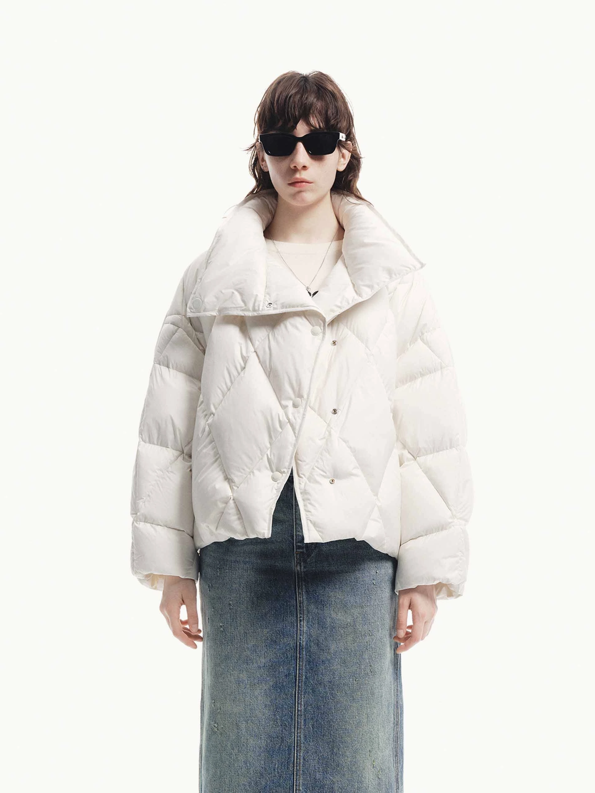 Lapel Quilted Down Jacket Temperature Regulating Lining