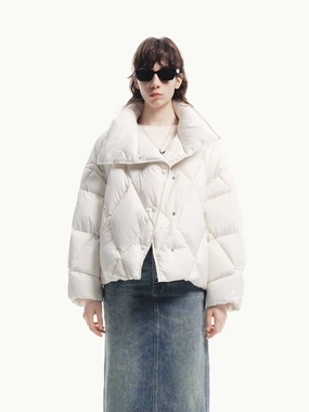 Oversized Fit Lapel Quilted Down Jacket