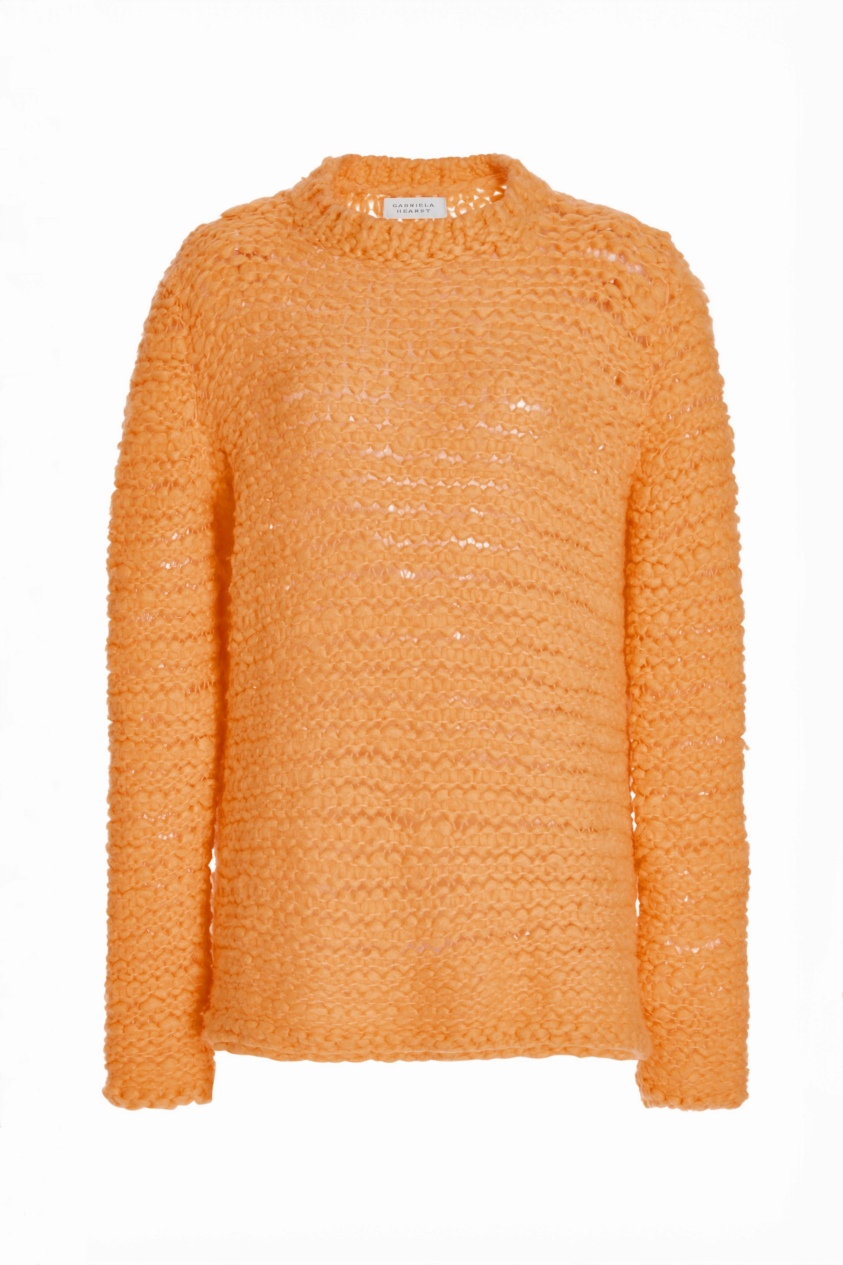 Larenzo Knit Sweater in Fluorescent Orange Welfat Cashmere HeatTrapping Fibers Eco Conscious Production
