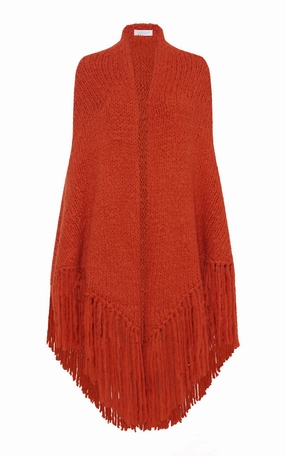 Cold Casual Outfit Lauren Knit Wrap in Antelope Orange Welfat Cashmere