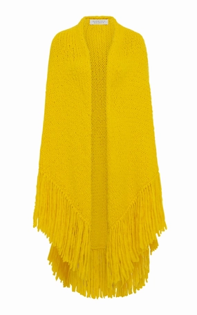 Lauren Knit Wrap in Cadmium Yellow Welfat Cashmere Natural Fiber Blend