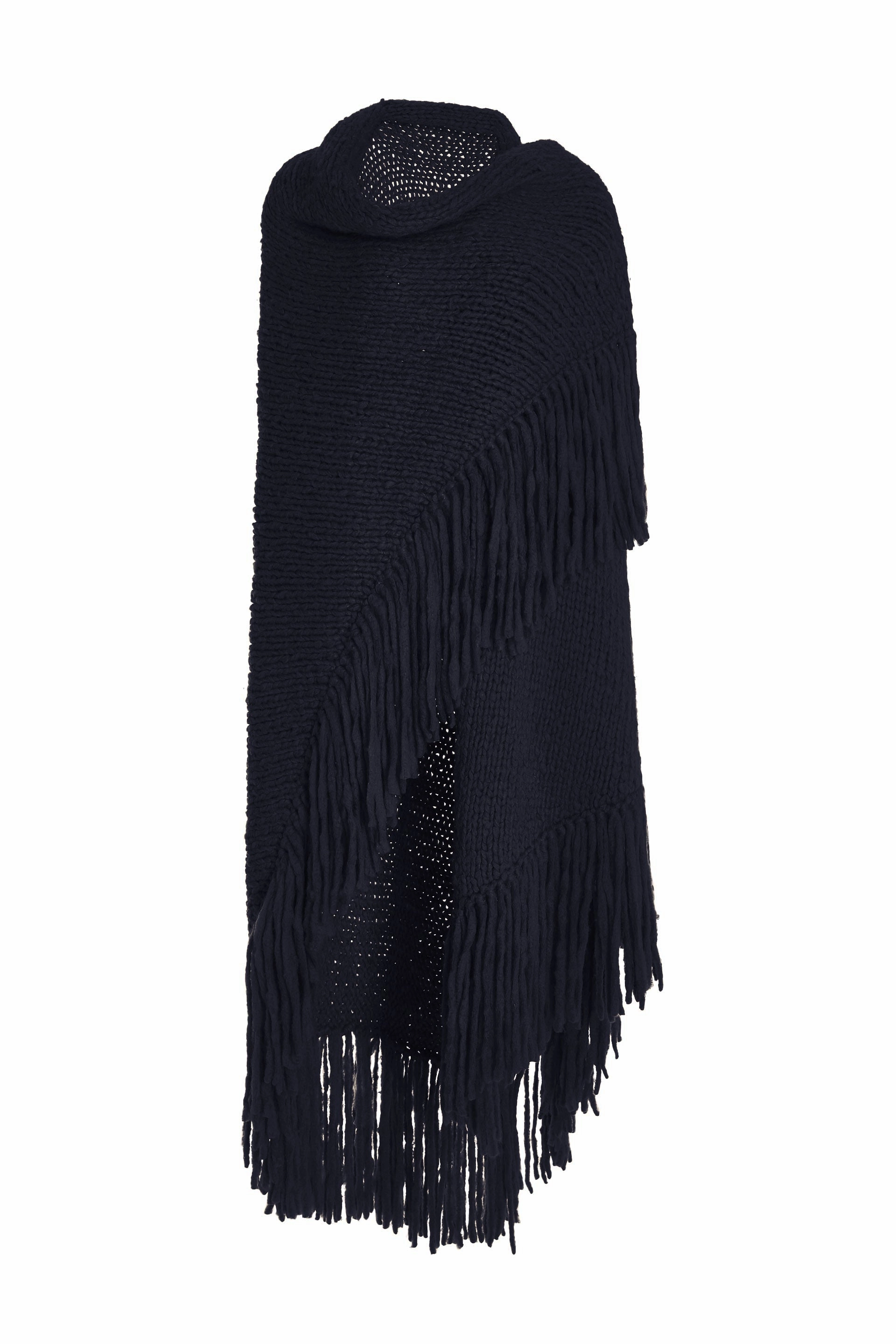 MoistureWicking Textured Weave Luxe Layer Lauren Knit Wrap in Dark Navy Welfat Cashmere