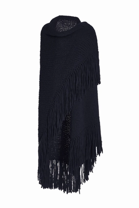 MoistureWicking Textured Weave Luxe Layer Lauren Knit Wrap in Dark Navy Welfat Cashmere