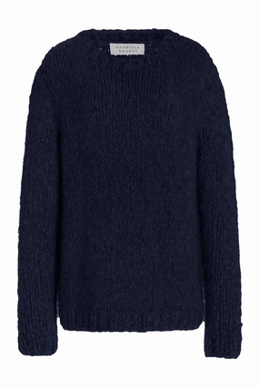 Lawrence Knit Sweater in Dark Navy Welfat Cashmere Layer Comfort Yearlong Favorite