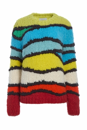 Lawrence Knit Sweater in Multi Welfat Cashmere EcoConscious Manufacturing Sleek Surface