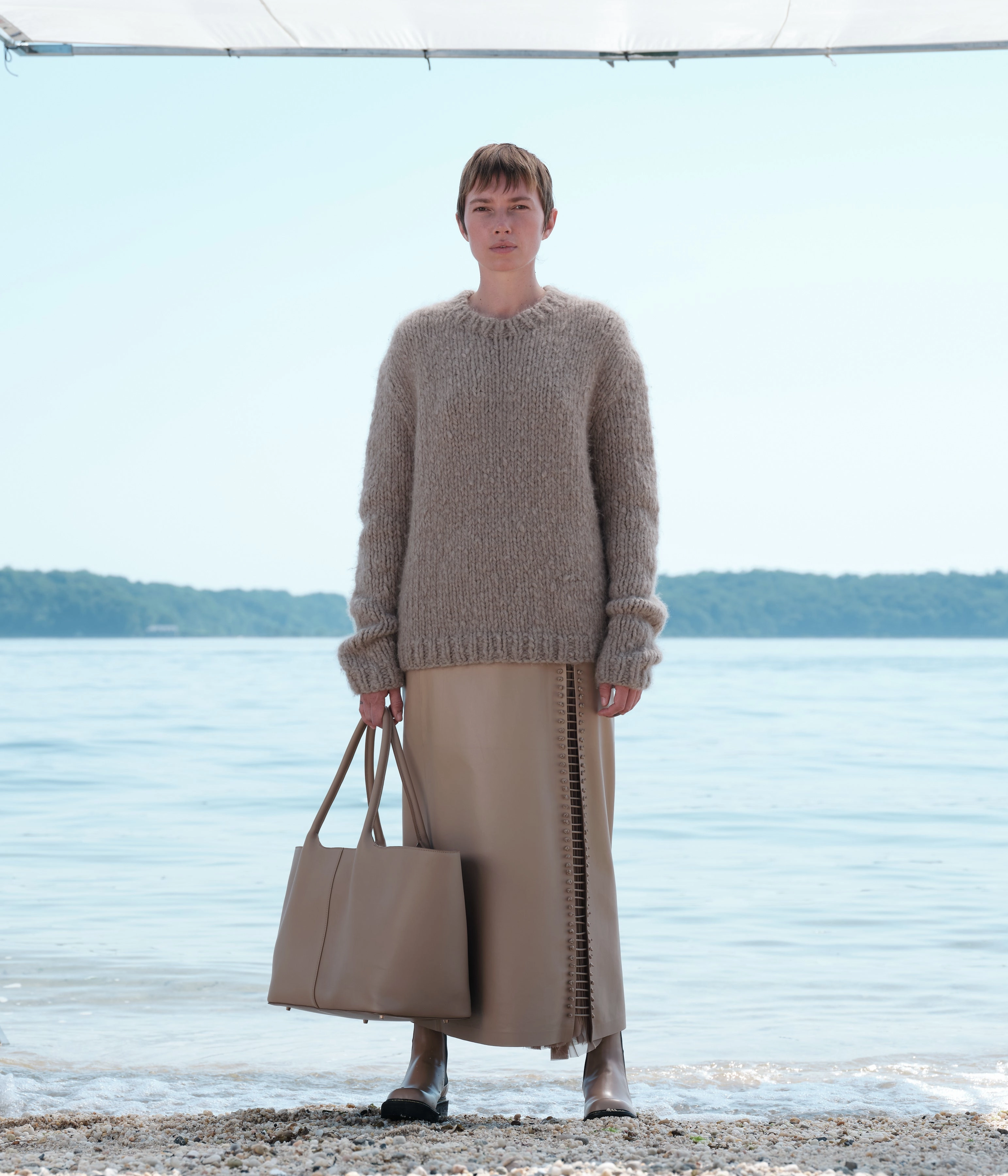 Daily Ready Clean Finish Lawrence Knit Sweater in Oatmeal Welfat Cashmere