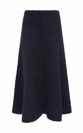 Hypoallergenic Yarn Unstructured Fit Peres Knit Midi Skirt in Dip Dye Sky Blue Welfat Cashmere