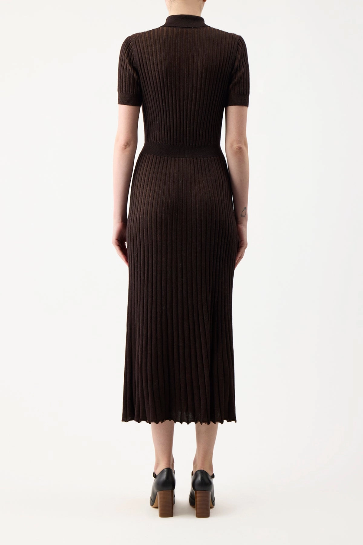 Amor Knit Midi Dress in Chocolate Cashmere Silk Minimalist Aesthetic