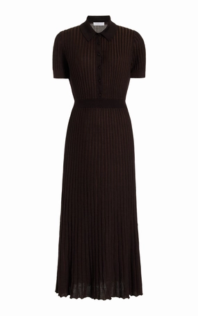 Amor Knit Midi Dress in Chocolate Cashmere Silk HighElasticity Yarn