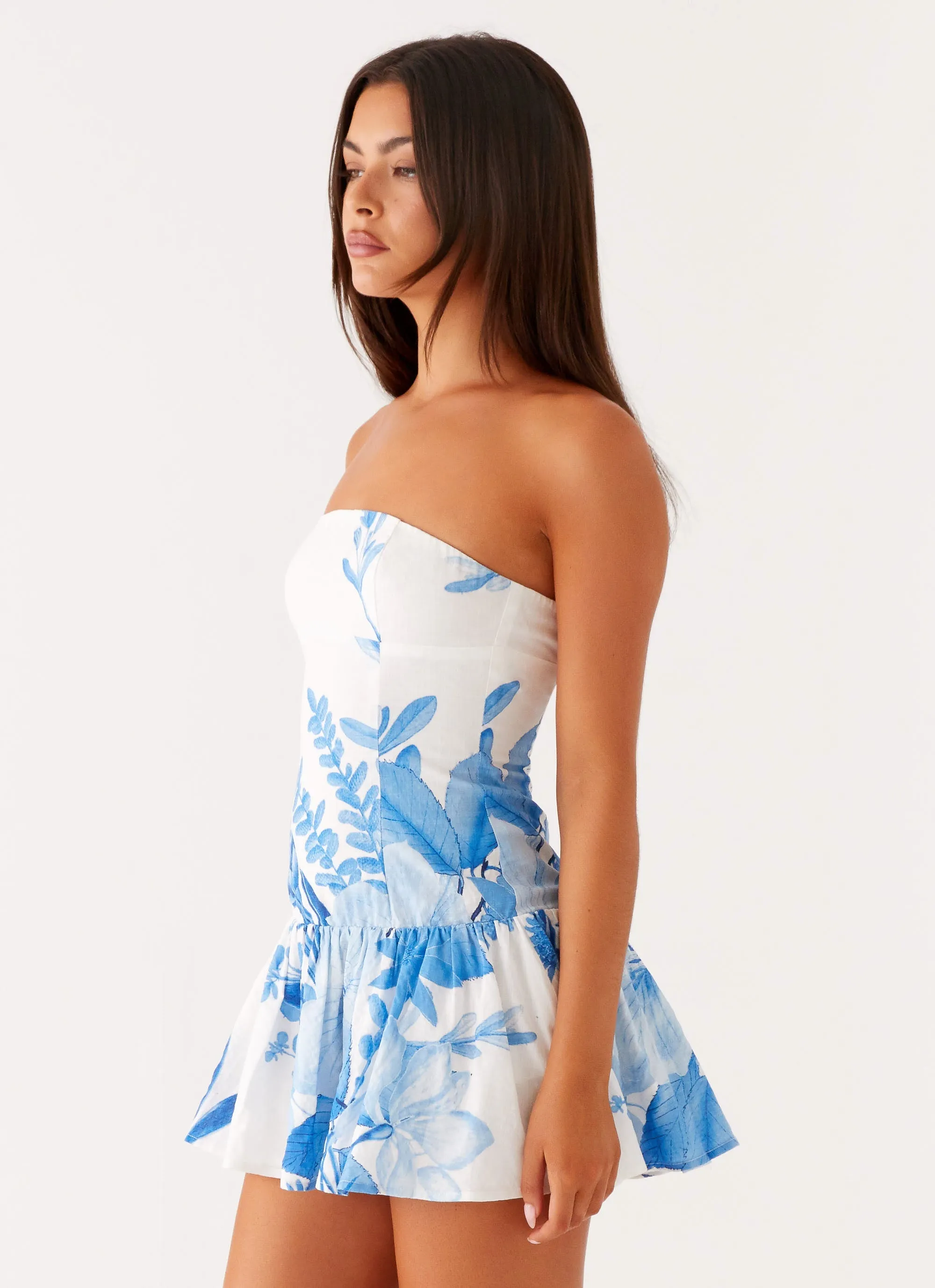 Mario Mini Dress - Blue Floral Print Sharp Style