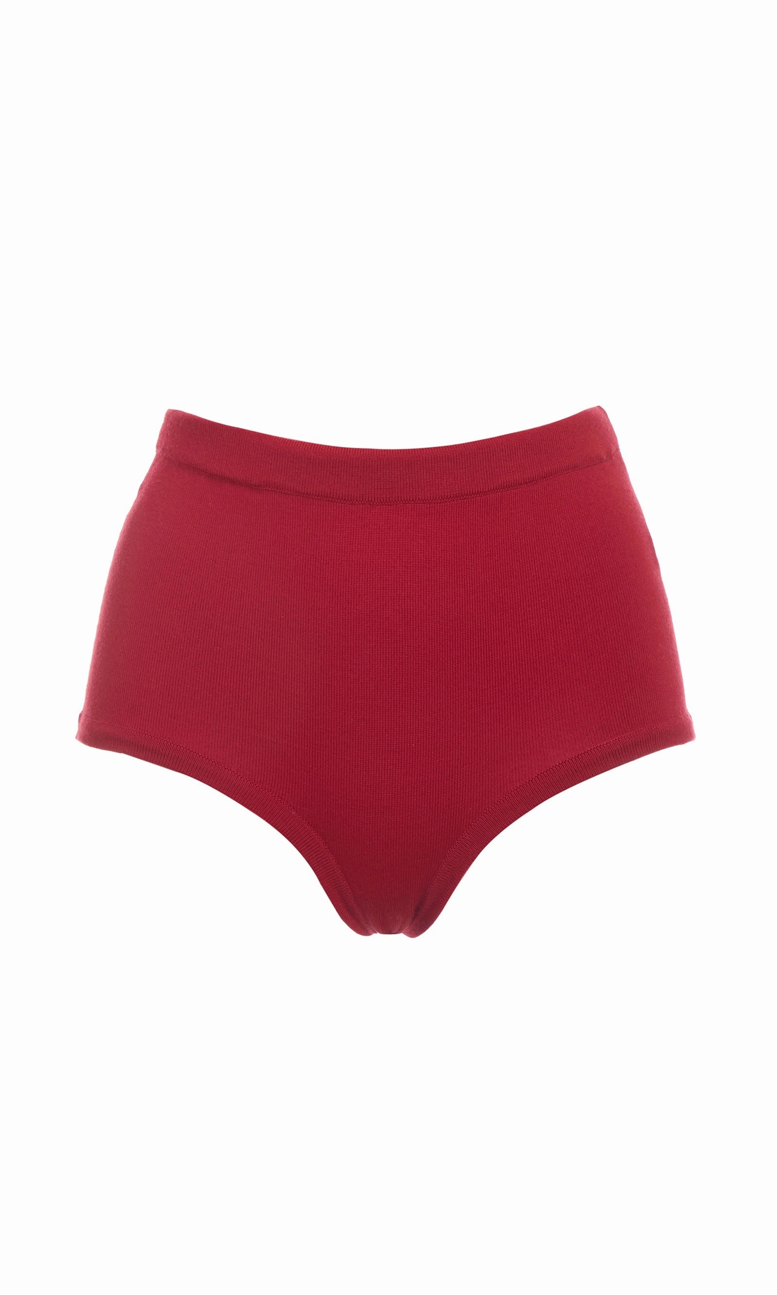 Carmen Knit Short in Red Merino Wool Sleek Texture Ultra Soft