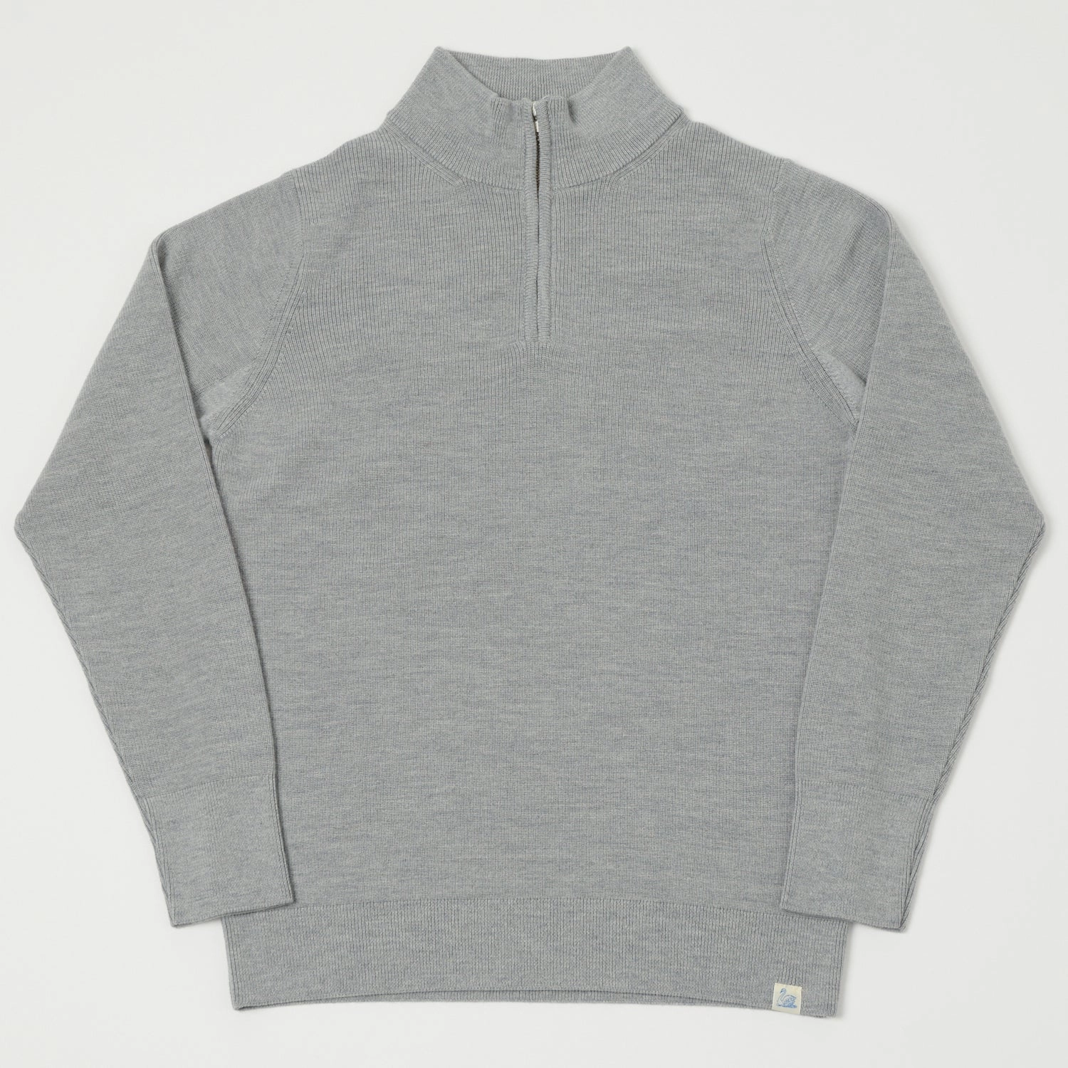Merz b. Schwanen 'Good Basics' Merino Wool Quarter Zip Pullover - Grey Marl Thermal Air Pocket Casual Comfort