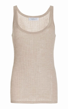 Nevin Pointelle Knit Tank Top in Oatmeal Cashmere Silk Chilly Days Fashion Favorite