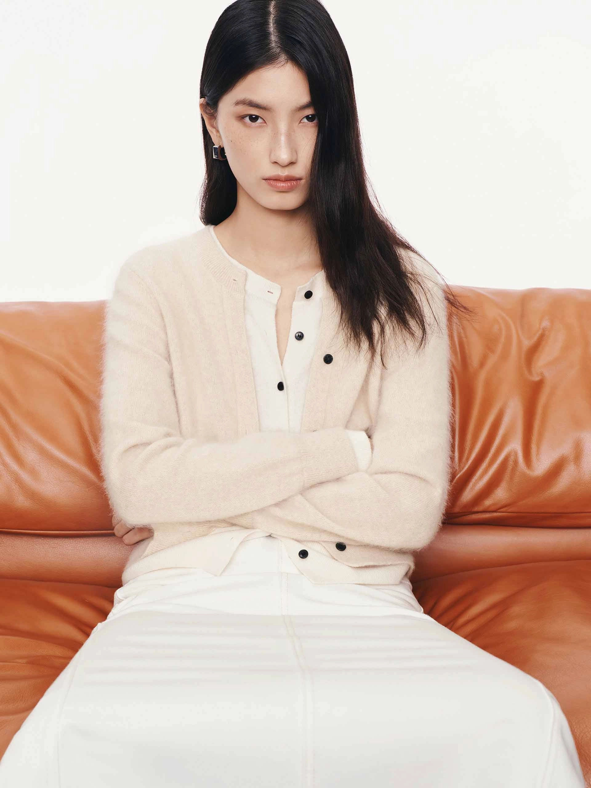 Daily Favorite Garment Dyed Layered Round Neck Cardigan