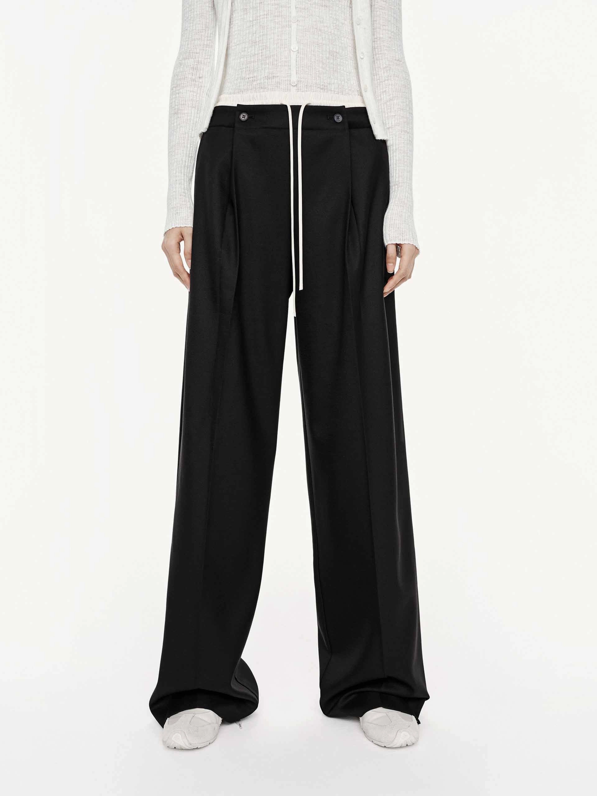 Layered Waistband Trousers Snug Fit Comfort Flex