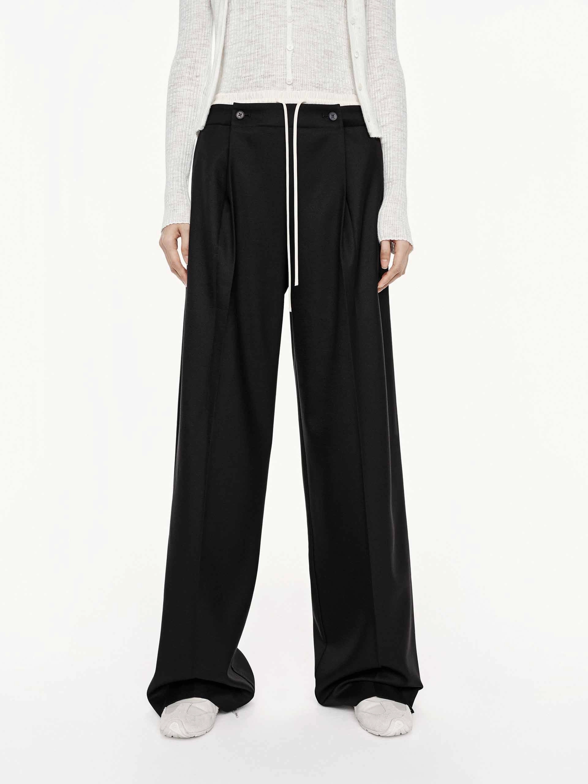 Layered Waistband Trousers Basic Utility Smart Style
