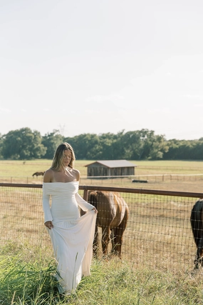 Leg-Lengthening Lennox Long Sleeve Maxi Dress in Ivory