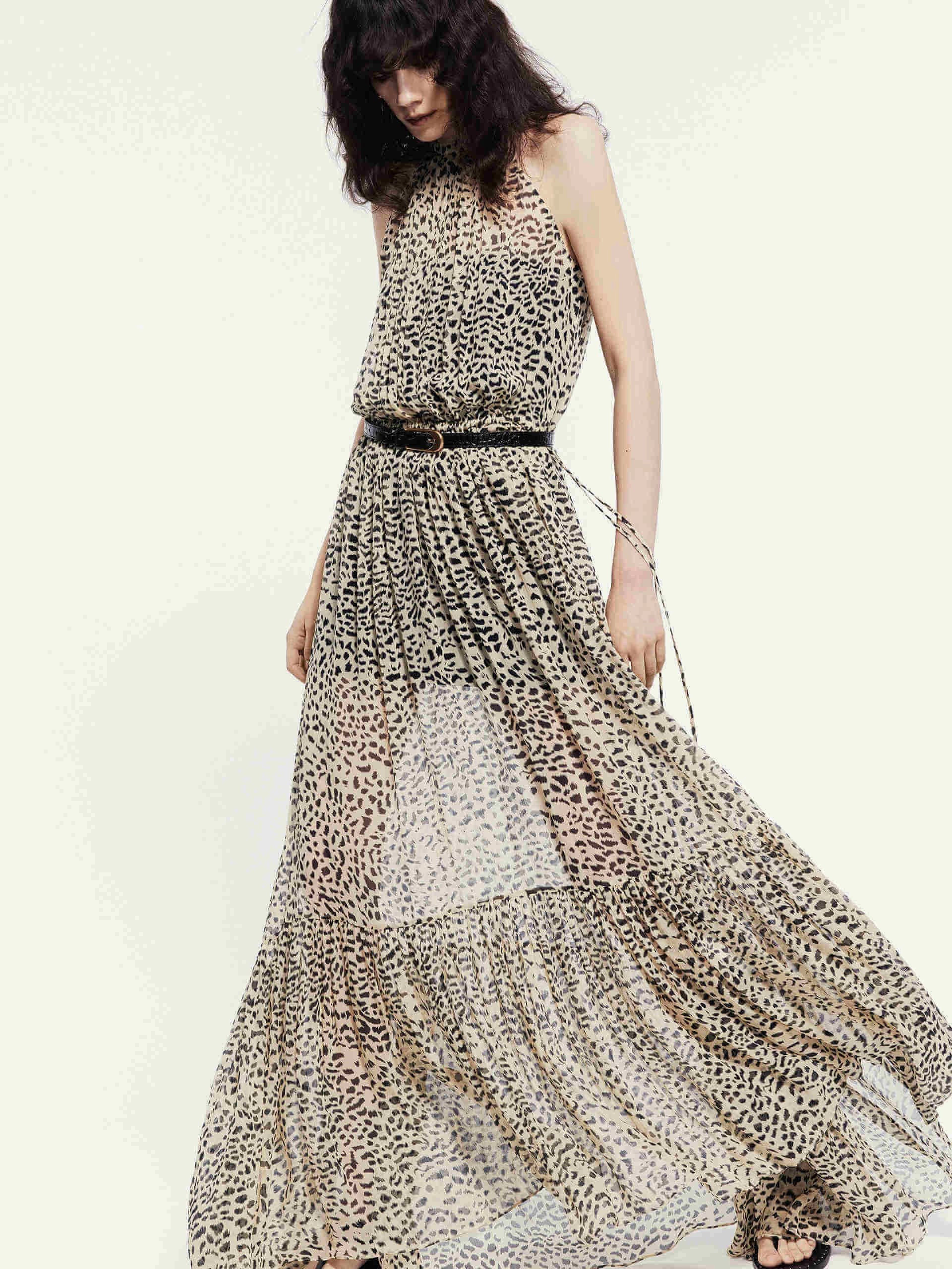 Office Shape Cool Touch Leopard Print Silk Dress