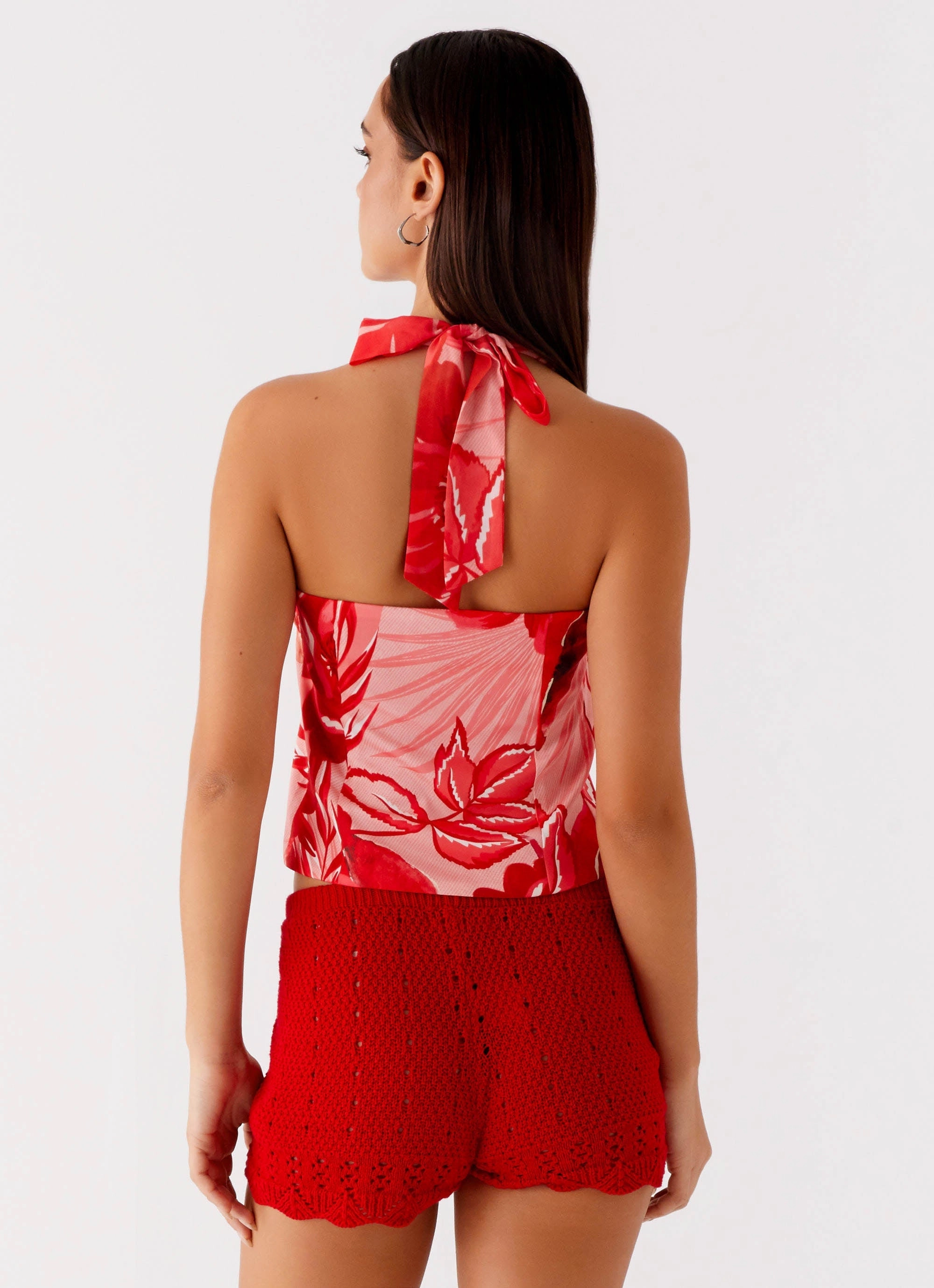 Lets Pretend Halterneck Top - Sicily Sunsets Print single purpose